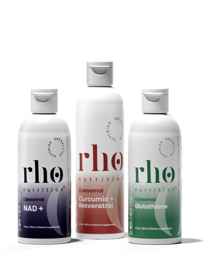 Cellular Health Essentials Bundle – Liquid Liposomal Supplements for Healthy Aging & Cellular Support - NAD+, Curcumin + Resveratrol, & Glutathione (3 Pack)